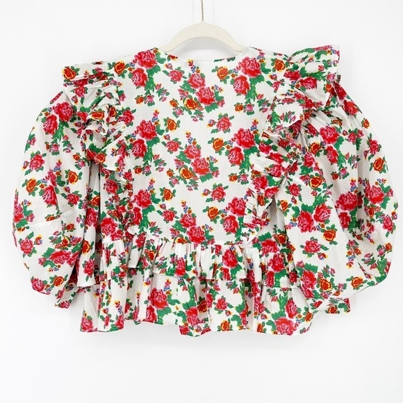 RHODE Elodie White Dazzle Floral Blouse Top - Picture 9 of 9